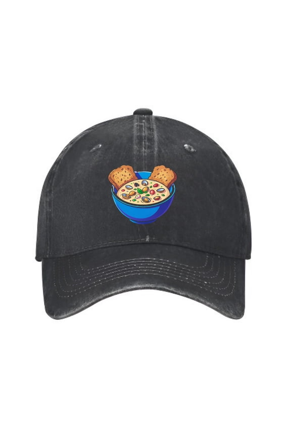 Clam Chowder Baseball Cap, Washed Cotton Adjustable Dad Hat
