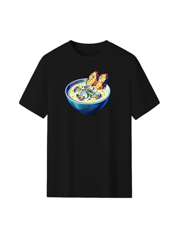Clam Chowder Graphic Tee, Black Unisex Short Sleeve T-Shirt