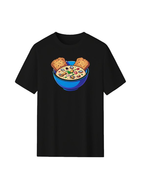 Clam Chowder Graphic Tee, Black Unisex Short Sleeve T-Shirt