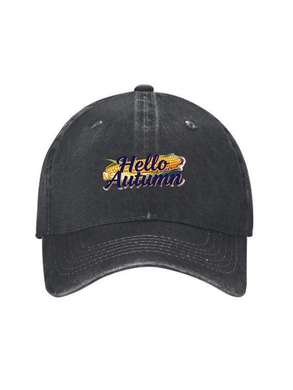Corn on the Cob Hello Autumn Baseball Cap, Adjustable Dad Hat