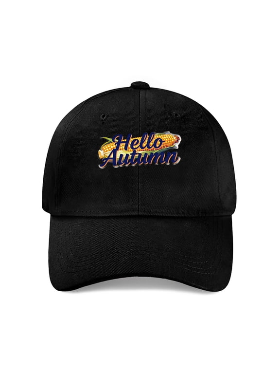 Corn on the Cob Hello Autumn Baseball Cap, Adjustable Dad Hat