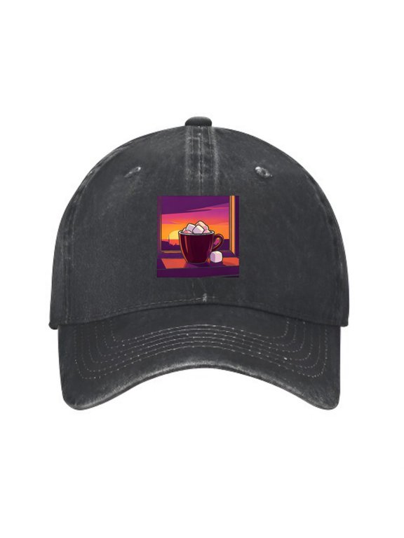 Cozy Cocoa Cup Baseball Cap, Washed Cotton Adjustable Dad Hat