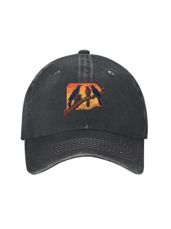 Crows Perched on a Tree Baseball Cap, Washed Cotton Dad Hat