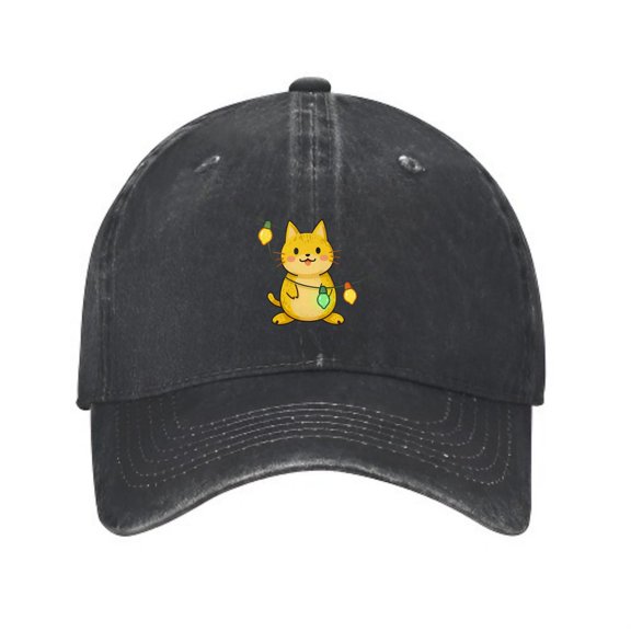 LNFAUEAPRINT Cute Cat with Christmas Baseball Cap, Washed Cotton Dad Hat