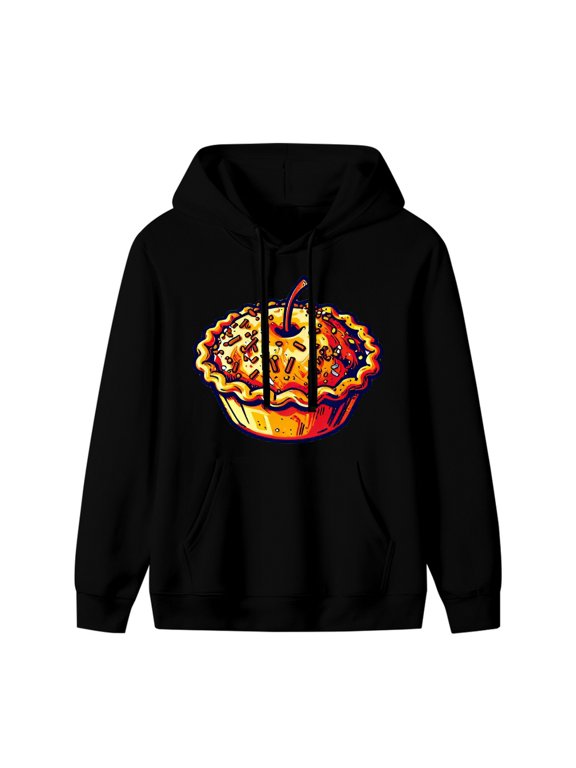 Daisy with Apple Pie Graphic Hoodie, Black Unisex Pullover