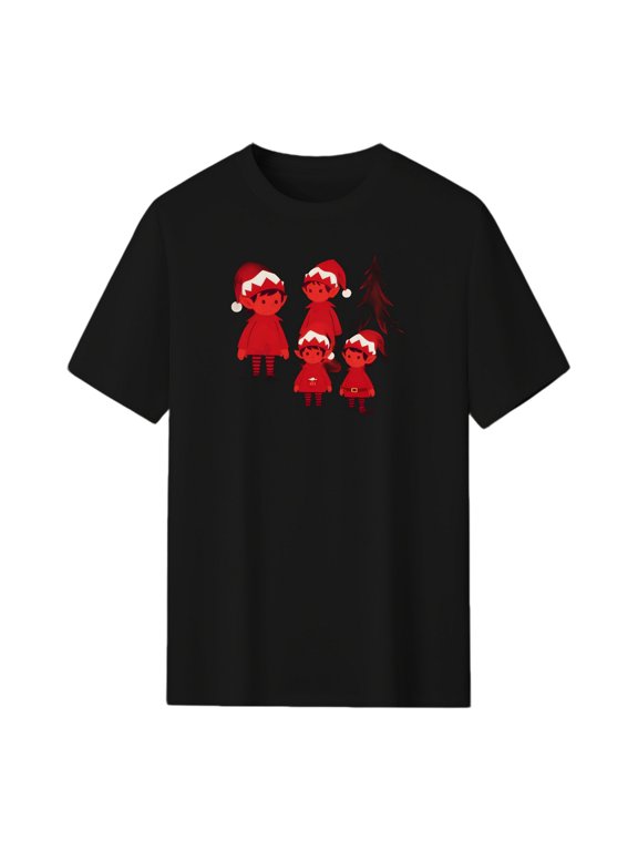 Elf Christmas Family Graphic Tee, Black Unisex T-Shirt