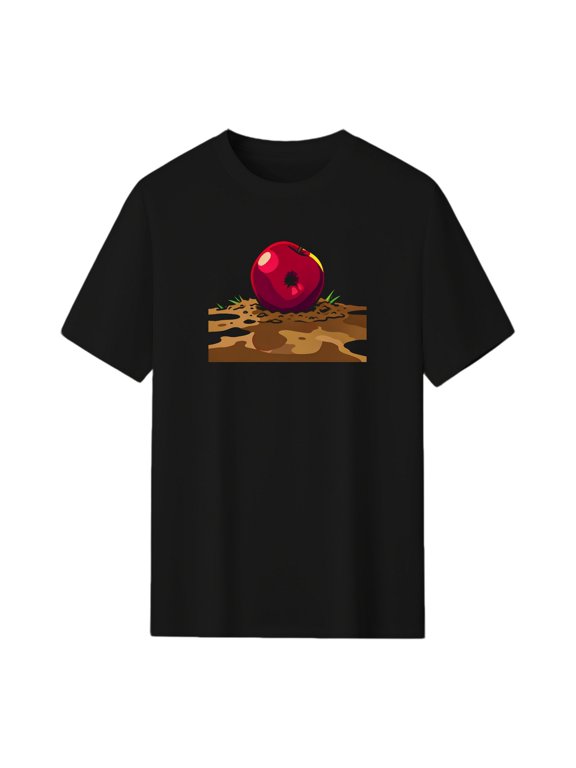 Fallen Apple Graphic Tee, Black Unisex Short Sleeve T-Shirt