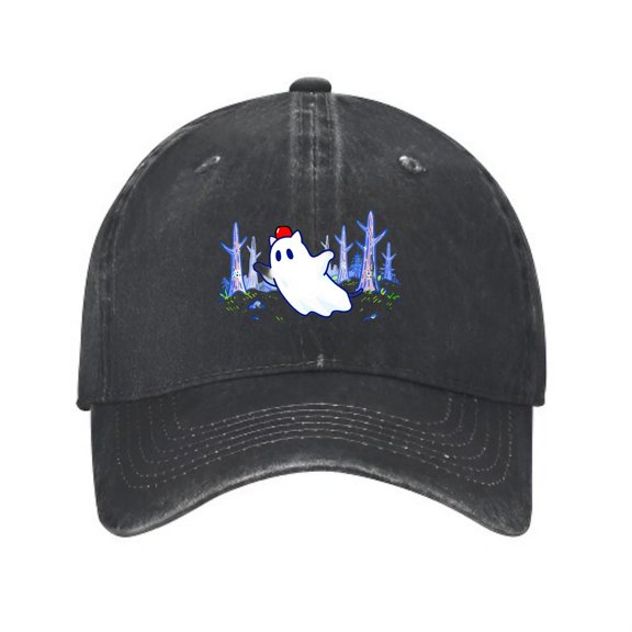 LNFAUEAPRINT Ghost Cat Floating in Haunted Baseball Cap, Adjustable Dad Hat