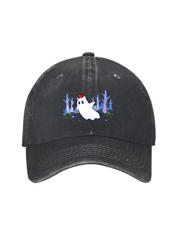 Ghost Cat Floating in Haunted Baseball Cap, Adjustable Dad Hat