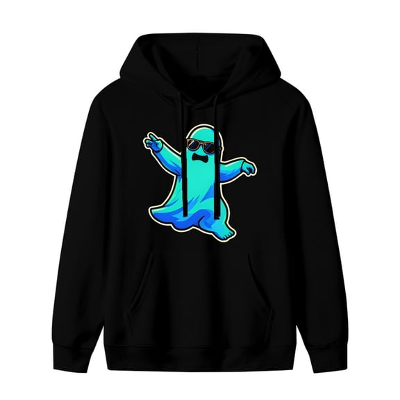 LNFAUEAPRINT Ghost Dancing with Sunglasses Halloween Graphic Hoodie, Black