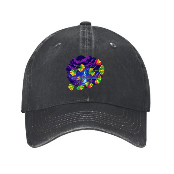 LNFAUEAPRINT Ginkgo Leaves Dancing Storm Baseball Cap, Adjustable Dad Hat