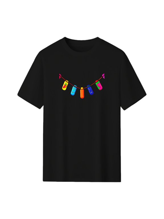 Glow Stick String Graphic Tee, Black Unisex T-Shirt