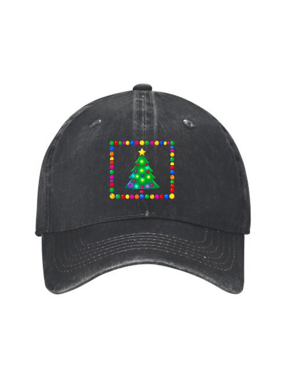 Glowing Christmas Tree Baseball Cap, Washed Cotton Dad Hat