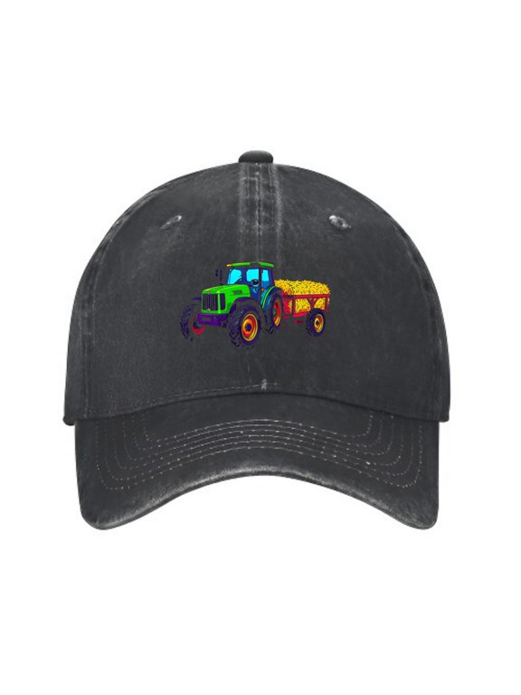 Hay Pulling Tractor Baseball Cap, Washed Cotton Dad Hat