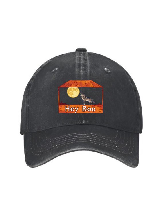 Howling Wolf at Full Moon Baseball Cap, Washed Cotton Dad Hat