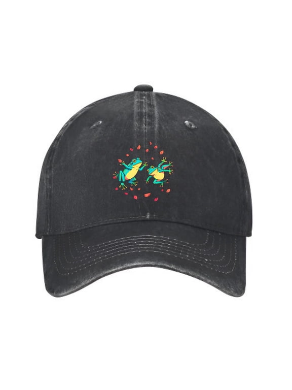 Jumping Frogs Baseball Cap, Washed Cotton Adjustable Dad Hat