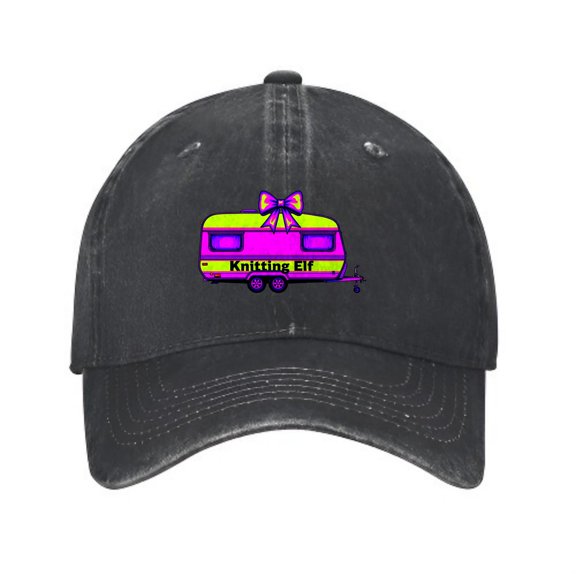 LNFAUEAPRINT Knitting Elf Retro Camper Baseball Cap, Washed Cotton Dad Hat