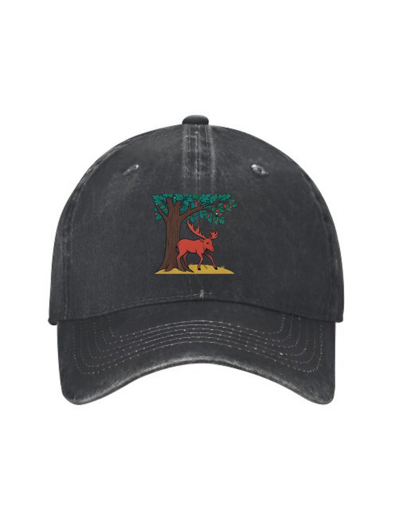 Moose Under Berry Tree Baseball Cap, Washed Cotton Dad Hat