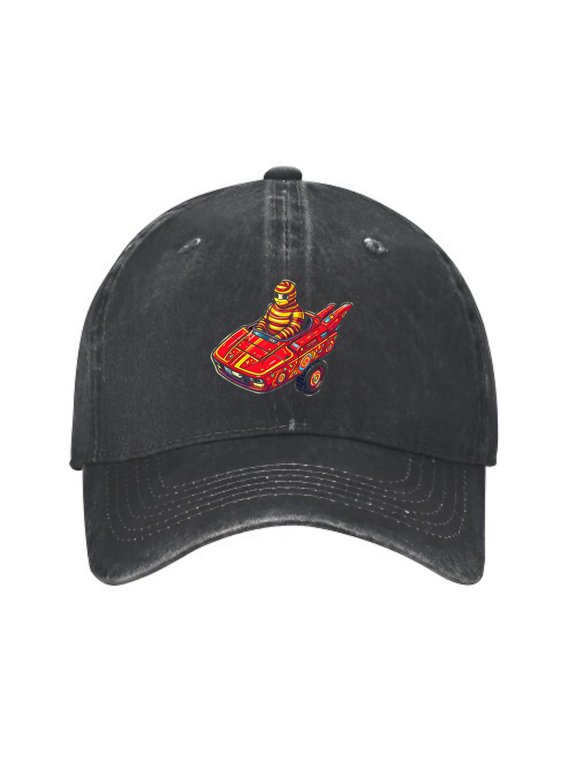Mummy in Futuristic Flying Baseball Cap, Washed Cotton Dad Hat
