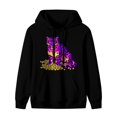 LNFAUEAPRINT Neon Purple Snow Leopard New Year Graphic Hoodie, Black ...