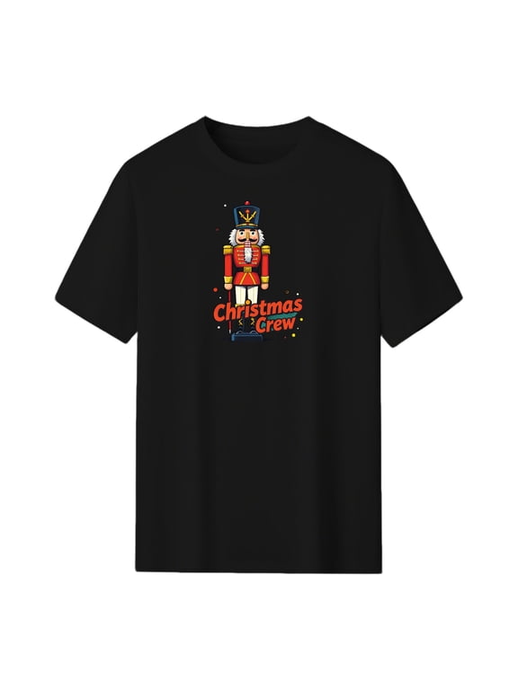 Nutcracker Christmas Crew Graphic Tee, Black Unisex T-Shirt