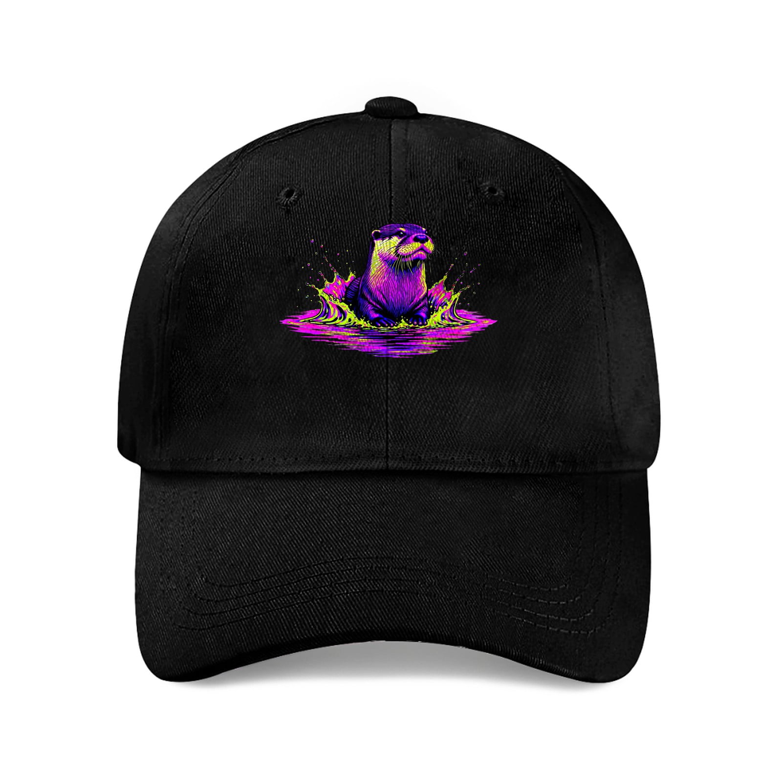 Neon Rope Hat LNFAUEAPRINT Otter in Neon Tide Pool Baseball Cap, Cotton Twill Dad Hat ...