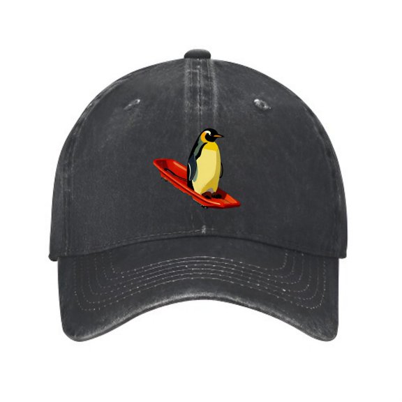 LNFAUEAPRINT Penguin Sled Surfing Baseball Cap, Washed Cotton Dad Hat