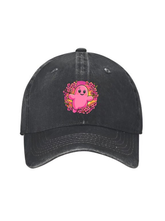 Pink Ghost Floating Among Baseball Cap, Washed Cotton Dad Hat