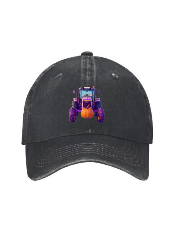 Purple Tractor Hauling Baseball Cap, Washed Cotton Dad Hat