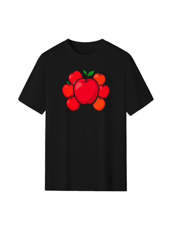 Red Apple Cluster Graphic Tee, Black Unisex T-Shirt