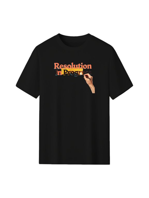Resolution In Progress - Motivational Shirt Graphic Tee, Black