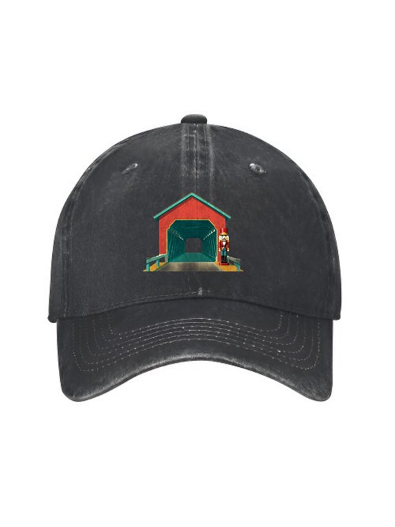 Retro Covered Bridge Baseball Cap, Washed Cotton Dad Hat
