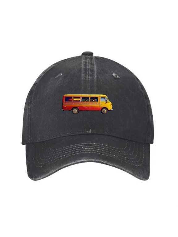 Retro Van Baseball Cap, Washed Cotton Adjustable Dad Hat