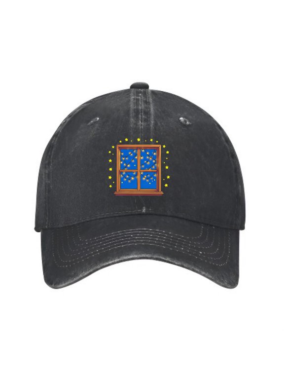 String Lights on a Window Baseball Cap, Washed Cotton Dad Hat