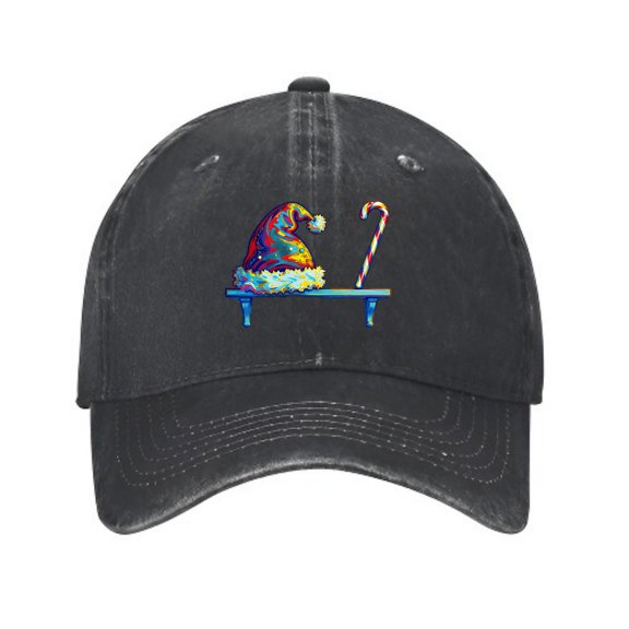 LNFAUEAPRINT Santa Hat on Bookshelf Baseball Cap, Washed Cotton Dad Hat