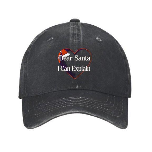 LNFAUEAPRINT Santa Heart Baseball Cap, Washed Cotton Adjustable Dad Hat