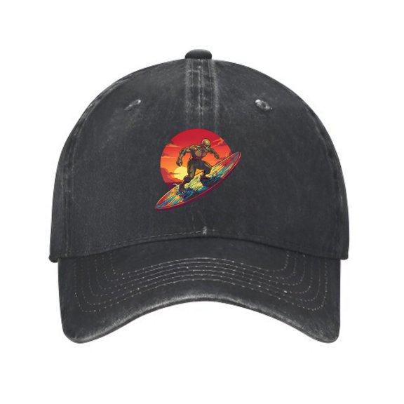 LNFAUEAPRINT Skeletor Surfing Halloween Baseball Cap, Washed Cotton Dad Hat