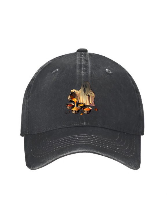 Spooky Ghost Pouring Batter Baseball Cap, Adjustable Dad Hat