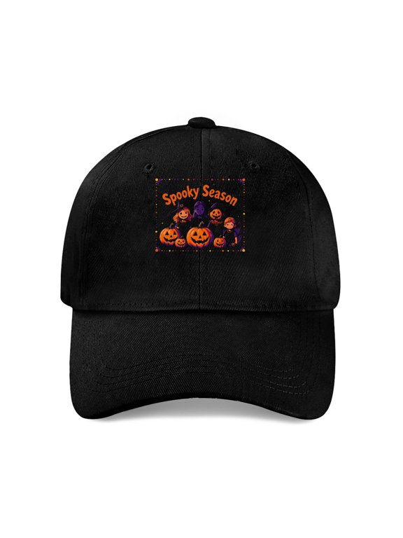 Spooky Season Jack-O-Lantern Baseball Cap, Adjustable Dad Hat