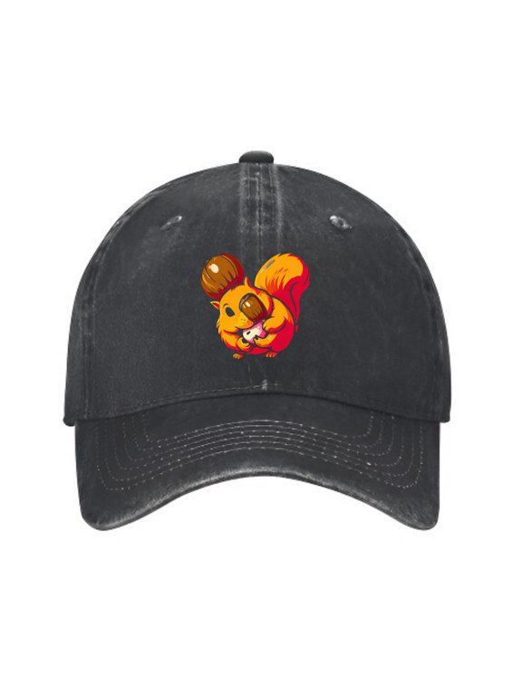 Vibrant Squirrel with Acorn Baseball Cap, Adjustable Dad Hat