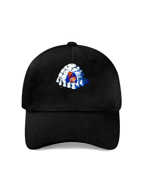 Squirrel in Igloo Baseball Cap, Cotton Twill Dad Hat