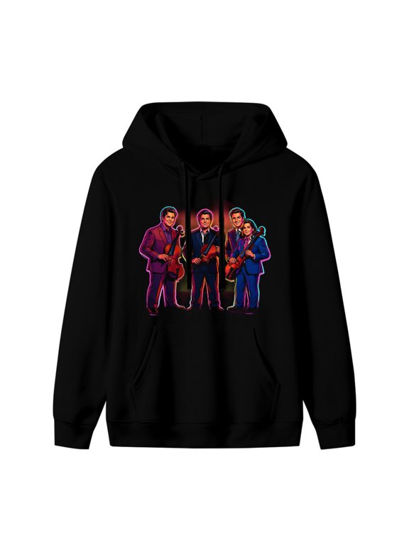 String Quartet Graphic Hoodie, Black Unisex Pullover