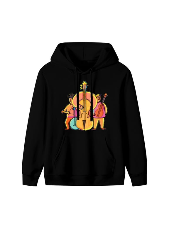 String Quartet Neon Lights Graphic Hoodie, Black