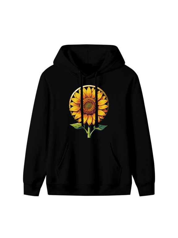 Sunflower - Summer Graphic Hoodie, Black Unisex Pullover
