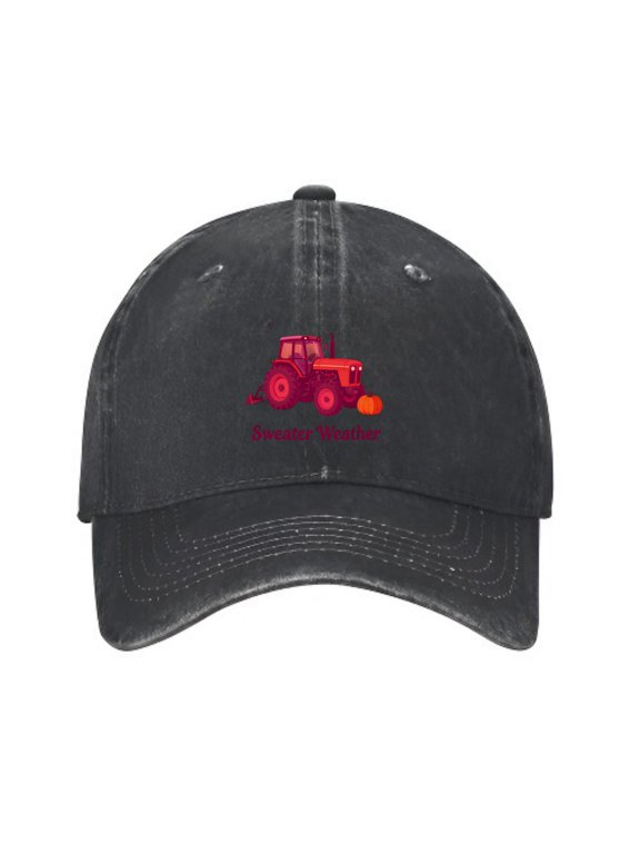 Sweater Weather Tractor Baseball Cap, Washed Cotton Dad Hat