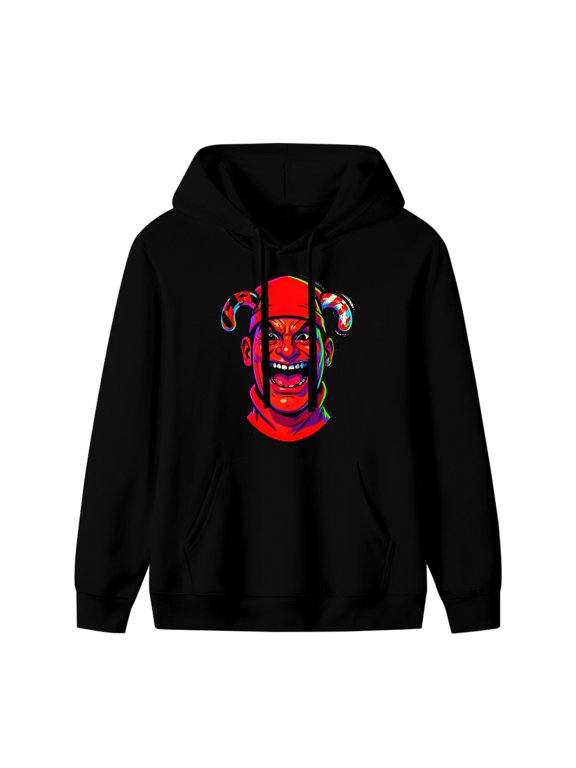 Troll Face with Candy Cane Ears Graphic Hoodie, Black