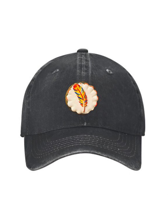Turkey Feather Biscuit Baseball Cap, Washed Cotton Dad Hat