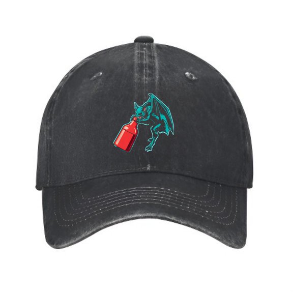 LNFAUEAPRINT Vampire Bat Drinking Ketchup Baseball Cap, Adjustable Dad Hat