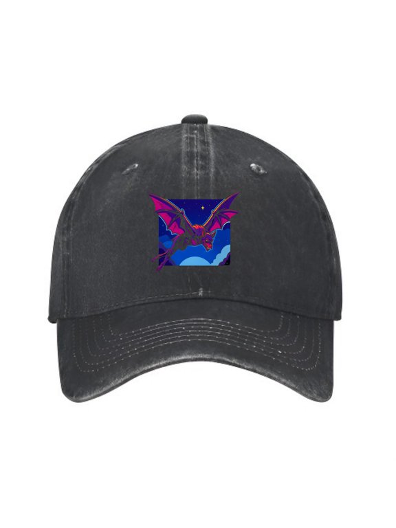 Vampire Bat Neon Night Baseball Cap, Washed Cotton Dad Hat