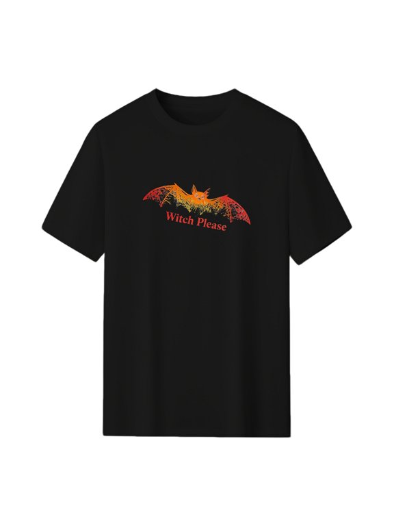 Vampire Bat 'Witch Please' Halloween Graphic Tee, Black